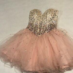 Mori Lee pink sequence/tulle short dress